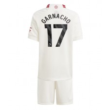 Manchester United Alejandro Garnacho #17 Tredjedraktsett Barn 2023-24 Kortermet (+ korte bukser)